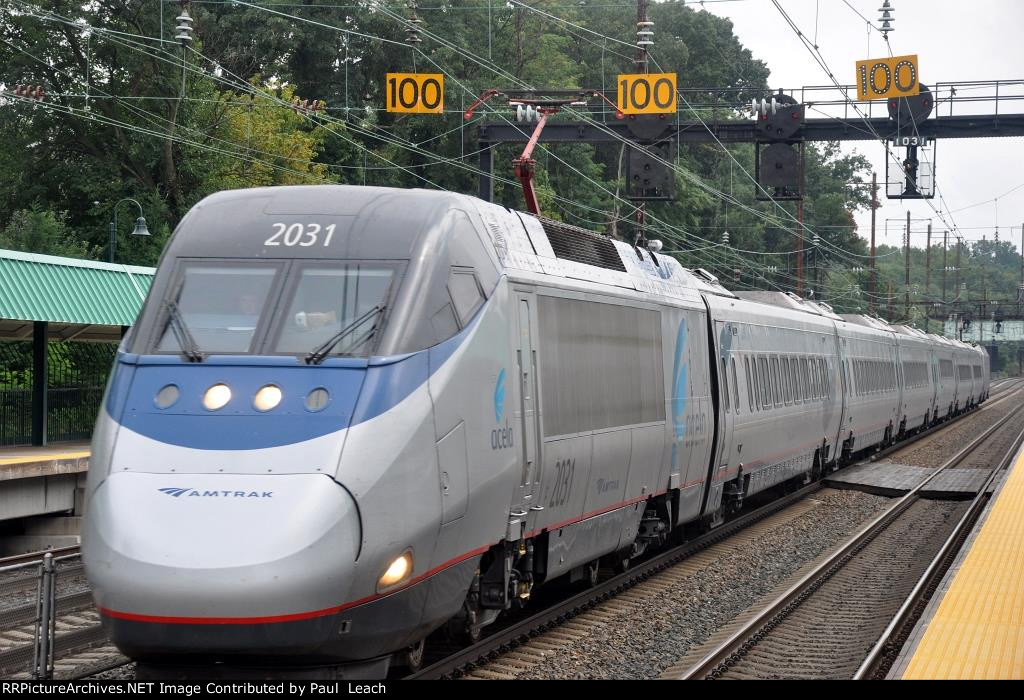 "Acela Express" races east through the station